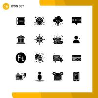 Set of 16 Modern UI Icons Symbols Signs for finance bank idea message bubble Editable Vector Design Elements
