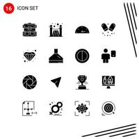 Universal Icon Symbols Group of 16 Modern Solid Glyphs of extractor premium gauge diamond hospital Editable Vector Design Elements