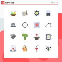 16 Thematic Vector Flat Colors and Editable Symbols of hat laptop gear device computer Editable Pack of Creative Vector Design Elements
