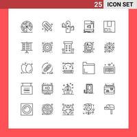 25 User Interface Line Pack of modern Signs and Symbols of e sound desert music file Editable Vector Design Elements