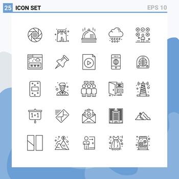 Line Pack of 25 Universal Symbols of user paper christmas checklist rain Editable Vector Design Elements
