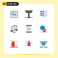 9 Universal Flat Colors Set for Web and Mobile Applications cloud libra table finance balance Editable Vector Design Elements