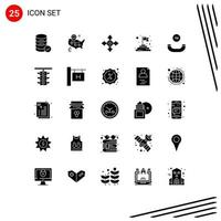 Modern Set of 25 Solid Glyphs and symbols such as light call map all time flag Editable Vector Design Elements