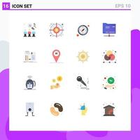 Group of 16 Modern Flat Colors Set for construct storage finding goal server folder Editable Pack of Creative Vector Design Elements