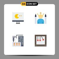 Editable Vector Line Pack of 4 Simple Flat Icons of game construction celebrity superhero home Editable Vector Design Elements