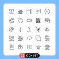 Stock Vector Icon Pack of 25 Line Signs and Symbols for multimedia media play down conversation Editable Vector Design Elements