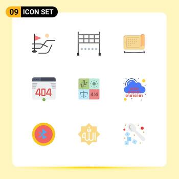 9 User Interface Flat Color Pack of modern Signs and Symbols of process development technology design web Editable Vector Design Elements