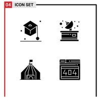 4 Creative Icons Modern Signs and Symbols of education tent student parabolic seo Editable Vector Design Elements