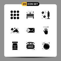 9 Creative Icons Modern Signs and Symbols of email mountain drug nature hill Editable Vector Design Elements