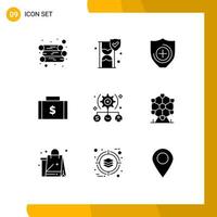 Set of 9 Modern UI Icons Symbols Signs for user task healthcare payments finance Editable Vector Design Elements