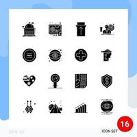 16 Thematic Vector Solid Glyphs and Editable Symbols of ecommerce growth gesture achieve user Editable Vector Design Elements