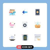 9 Creative Icons Modern Signs and Symbols of trolley push mobile kids no mobile Editable Vector Design Elements