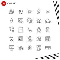 25 Creative Icons Modern Signs and Symbols of write sms power chat flash Editable Vector Design Elements