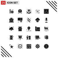 Group of 25 Modern Solid Glyphs Set for photo web link hands web hyperlink Editable Vector Design Elements