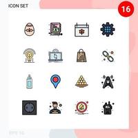 Set of 16 Modern UI Icons Symbols Signs for idea world ebook internet thanksgiving Editable Creative Vector Design Elements