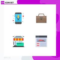 Editable Vector Line Pack of 4 Simple Flat Icons of device toolkit recording box sale Editable Vector Design Elements