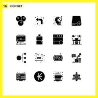 Pictogram Set of 16 Simple Solid Glyphs of ads drive human devices add Editable Vector Design Elements