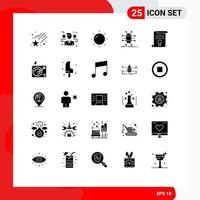 Set of 25 Vector Solid Glyphs on Grid for diploma certificate helios smart infrastructure Editable Vector Design Elements