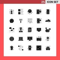 Set of 25 Commercial Solid Glyphs pack for wifi internet of things business internet wedding Editable Vector Design Elements