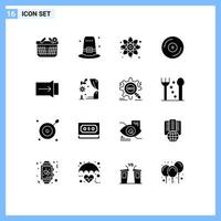 Group of 16 Solid Glyphs Signs and Symbols for touch gesture atom studio cd Editable Vector Design Elements