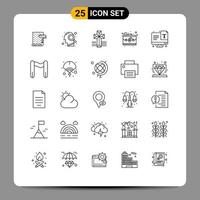 Modern Set of 25 Lines and symbols such as text love search day bag Editable Vector Design Elements