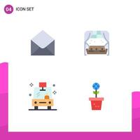 Stock Vector Icon Pack of 4 Line Signs and Symbols for sms transport message window school Editable Vector Design Elements