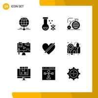 9 Thematic Vector Solid Glyphs and Editable Symbols of law copyright space content inspiration Editable Vector Design Elements