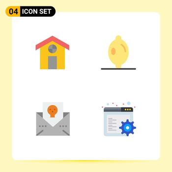 conjunto de 4 iconos de interfaz de usuario modernos signos de símbolos para elementos de diseño de vector editables de engranaje de sobre de cítricos de correo de la ciudad