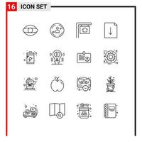 Outline Pack of 16 Universal Symbols of brain charge for sale battery download Editable Vector Design Elements