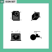 Pictogram Set of 4 Simple Solid Glyphs of guarantee rickshaw box network vehicles Editable Vector Design Elements