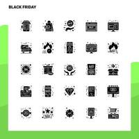 25 conjunto de iconos de viernes negro plantilla de ilustración de vector de icono de glifo sólido para ideas web y móviles para empresa comercial