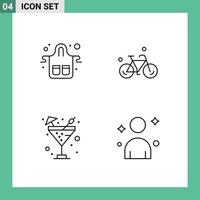 4 Thematic Vector Filledline Flat Colors and Editable Symbols of cafe drink kitchen bike sparkling water Editable Vector Design Elements