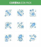 conjunto simple de covid19 protección azul 25 icono del paquete de iconos incluido laboratorio de medicina de vacuna coronavirus virus coronavirus viral 2019nov enfermedad vector elementos de diseño