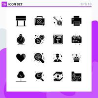 User Interface Pack of 16 Basic Solid Glyphs of done hardware india gadget computers Editable Vector Design Elements