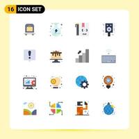 Pictogram Set of 16 Simple Flat Colors of chat error night coding celebration php Editable Pack of Creative Vector Design Elements