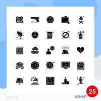 25 Universal Solid Glyphs Set for Web and Mobile Applications bonfire minus bangladesh e money Editable Vector Design Elements