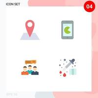 Universal Icon Symbols Group of 4 Modern Flat Icons of contact business pin phone dialog Editable Vector Design Elements