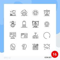 Set of 16 Commercial Outlines pack for eight march pie chart diamond sales chart Editable Vector Design Elements