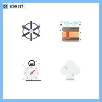 Pack of 4 creative Flat Icons of boat management wheel glasses chef Editable Vector Design Elements
