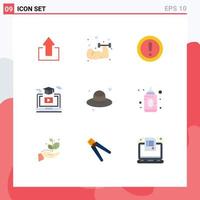 Set of 9 Modern UI Icons Symbols Signs for hat video about online support Editable Vector Design Elements