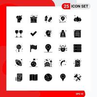 Group of 25 Solid Glyphs Signs and Symbols for system process celebrate development fireworks Editable Vector Design Elements