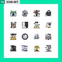 Flat Color Filled Line Pack of 16 Universal Symbols of water technology cowboy lock west Editable Creative Vector Design Elements