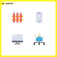 Modern Set of 4 Flat Icons and symbols such as construction monitor phone android imac Editable Vector Design Elements