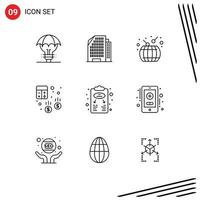 Outline Pack of 9 Universal Symbols of business plan calculator asian business account Editable Vector Design Elements