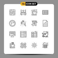 Modern Set of 16 Outlines Pictograph of climate ecommerce internet barcodes hot coffee Editable Vector Design Elements