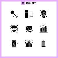 Pictogram Set of 9 Simple Solid Glyphs of medical care balloon medical healthcare Editable Vector Design Elements