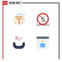 4 Universal Flat Icons Set for Web and Mobile Applications business restaurant management diet missed Editable Vector Design Elements