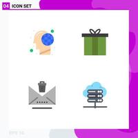 Modern Set of 4 Flat Icons and symbols such as earth delete human box erase Editable Vector Design Elements