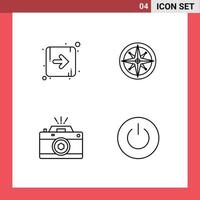 Set of 4 Vector Filledline Flat Colors on Grid for arrow photography compass navigator photo Editable Vector Design Elements