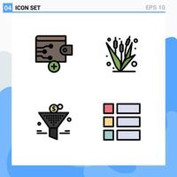 Modern Set of 4 Filledline Flat Colors and symbols such as business funel corn farming return on investment Editable Vector Design Elements